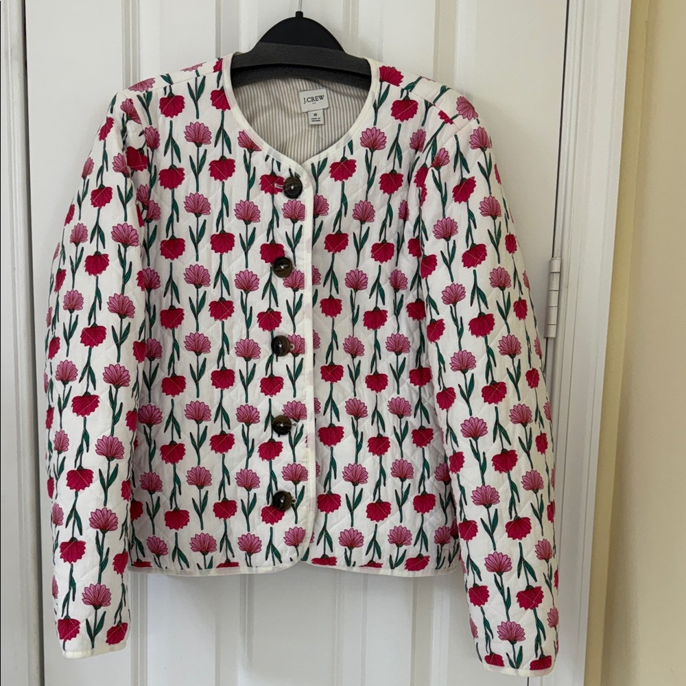 J. Crew Pink and Green Floral Jacket